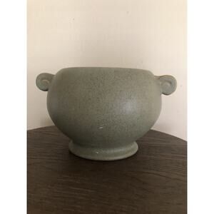 Vintage 1960 McCoy Pottery Green Handled Planter